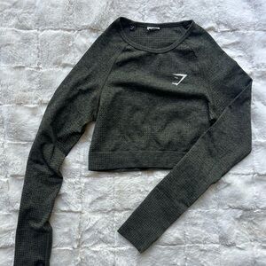 Dark Green Gymshark Long Sleeve Crop Top